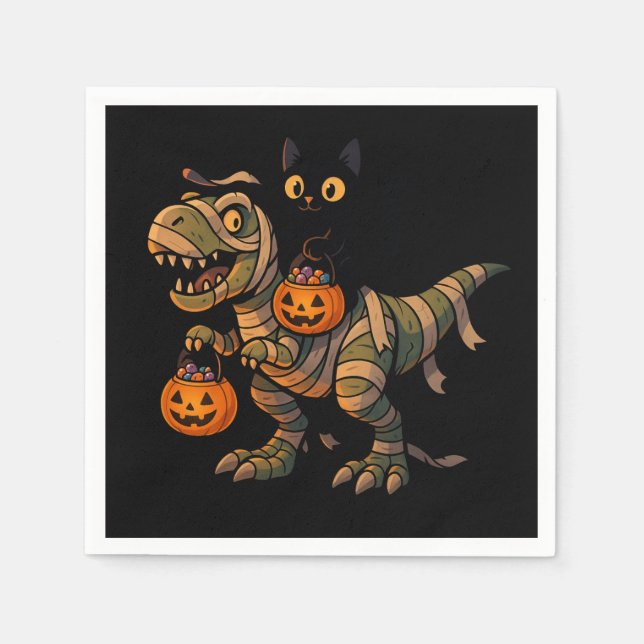 Serviette En Papier T-Rex - Mignonne Halloween Dino (Devant)