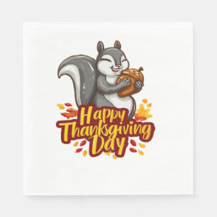 Serviette En Papier T-shirt classique Bon thanksgiving mignon écureuil