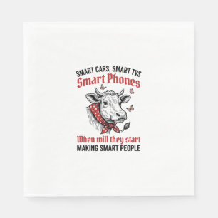 Serviette En Papier T-Shirt D drôle gravure vintage vache personnes in