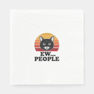 Serviette En Papier T-shirt drôle de chat noir Ew personnes rétro Suns