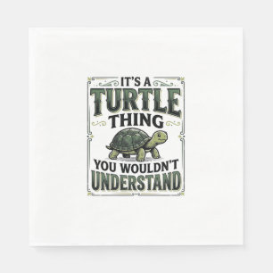 Serviette En Papier T-shirt drôle de truc de tortue vintage pour amate