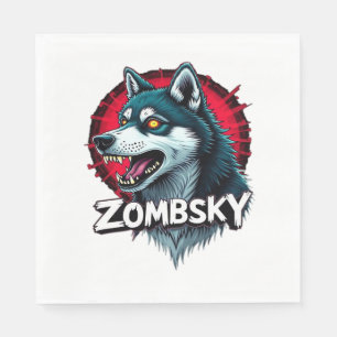 Serviette En Papier T-shirt essentiel pour Halloween Chien zombie Sibe