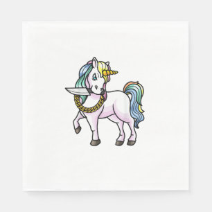 Serviette En Papier T-Shirt Licorne Avec Couteau Filles Femmes