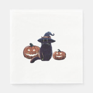 Serviette En Papier T-Shirt Oversize chat noir Halloween