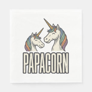 Serviette En Papier T-Shirt Papa Licorne Papa Gravure Vintage Des