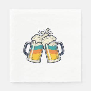 Serviette En Papier T-shirt vectoriel de mug à bière arc-en-ciel vinta
