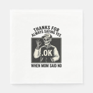 Serviette En Papier T-shirt vintage drôle de papa squelette disant oui