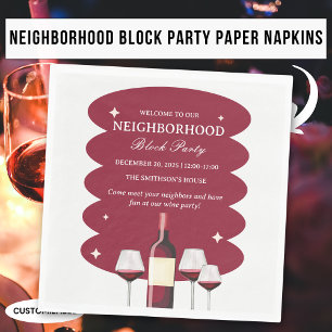 Serviette En Papier Table de fête de quartier au vin rouge