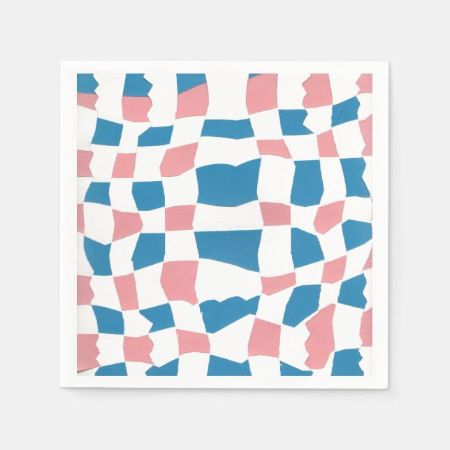 Serviette En Papier Tableau de contrôle bleu rose rétro Abstrait (Devant)