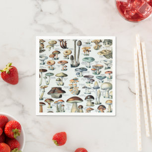 Serviette En Papier Tableau vintage des champignons comestibles
