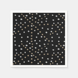Serviette En Papier Taches de polka argent et or