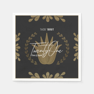 Serviette En Papier Taco' Bout 21 | Serviettes Tequila Noir/Or