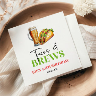 Serviette En Papier Tacos et brasse Bière Verre fête d'anniversaire