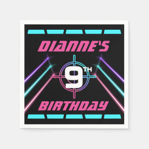 Serviette En Papier Tag laser Neon rose fête d'anniversaire