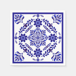 Serviette En Papier Talavera trois bleu et blanc