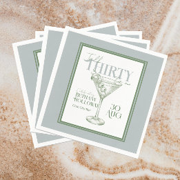 Serviette En Papier Talk Thirty To Me Martini Cocktail 30th Birthday