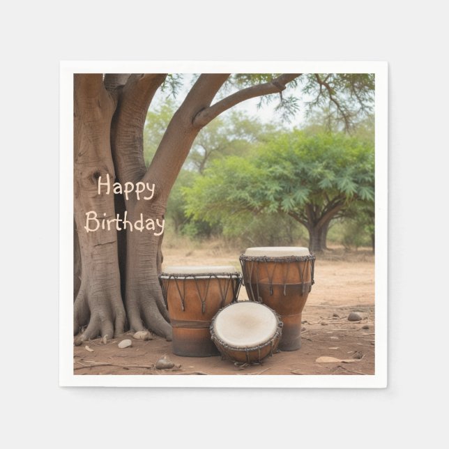 Serviette En Papier Tambours africains (Devant)