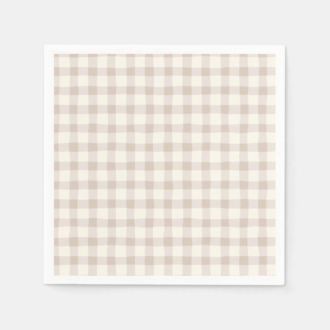 Serviette En Papier Tan En vichy neutre (Devant)