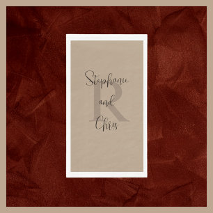 Serviette En Papier Tan et nom Brown Monogram Papier serviette d'accue