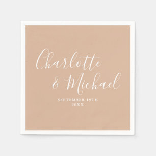 Serviette En Papier Tan Taupe Élégant Mariage de script de signature