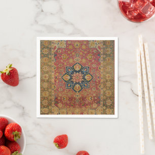 Serviette En Papier Tapis persan asiatique Kashan en or rouge