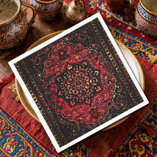 Serviette En Papier Tapis persan dans un champ teinté de rose