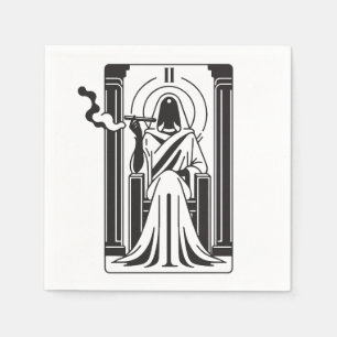 Serviette En Papier Tarot Grande Prêtresse Fumée de Cannabis Occultism