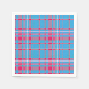 Serviette En Papier Tartan bleu et rouge