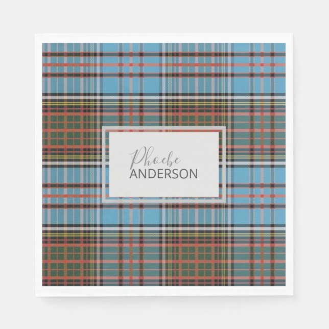 Serviette En Papier Tartan Clan Anderson Plaid Check papier personnali (Devant)