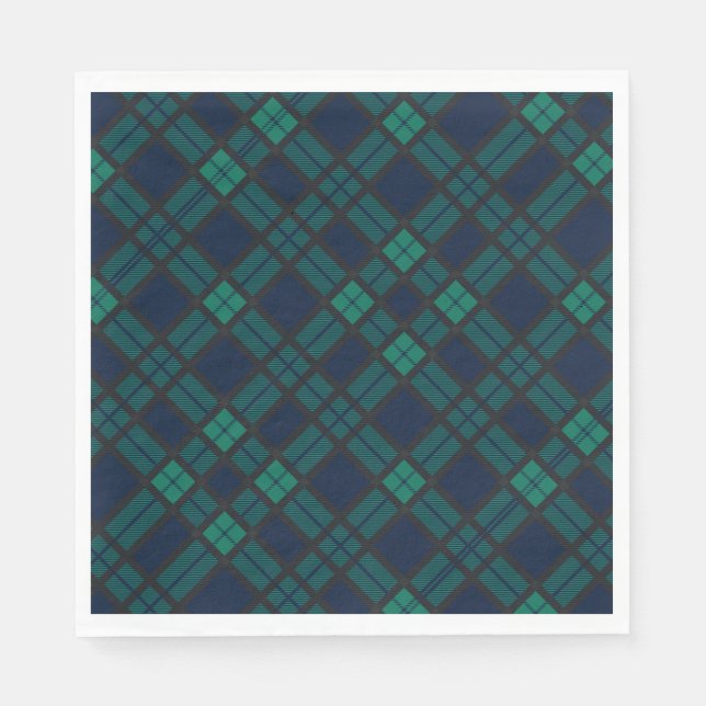 Serviette En Papier Tartan Clan Black Watch Vert À damiers Motif (Devant)