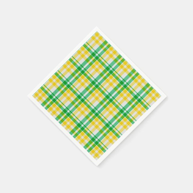 Serviette En Papier Tartan d'impression en Motif vert jaune (Coin)