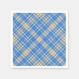 Serviette En Papier Tartan écossais à carreaux bleus et jaunes
