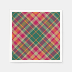 Serviette En Papier Tartan Écossais Vert Rouge Jaune à Carreaux