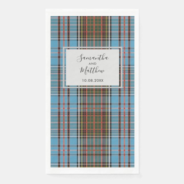 Serviette En Papier Tartan Mariage de script rustique plaid (Devant)