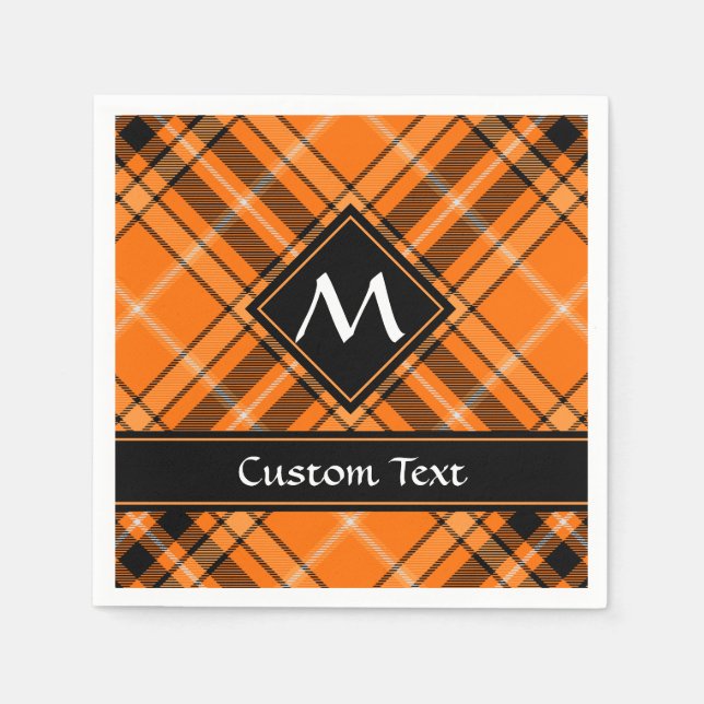 Serviette En Papier Tartan orange d'Halloween (Devant)