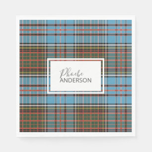 Serviette En Papier Tartan Plaid Check Nom personnalisé Elegant Anders