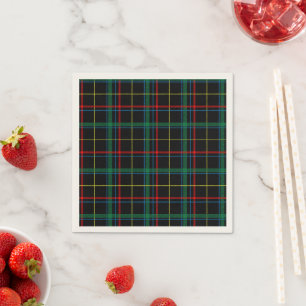 Serviette En Papier Tartan Plaid Motif, Vert,