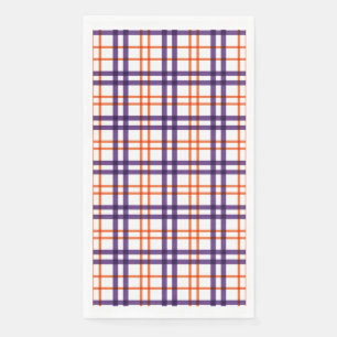 Serviette En Papier Tartan pourpre et orange