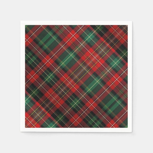 Serviette En Papier Tartan rouge et vert (Devant)