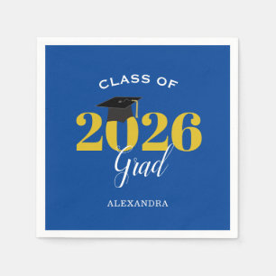 Serviette En Papier Tasse de diplômé de la promotion 2026 simple bleu 