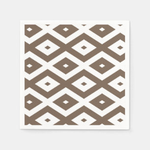 Serviette En Papier Taupe motif diamant brun et blanc