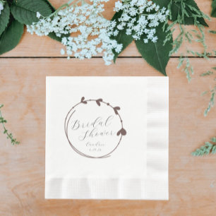 Serviette En Papier Taupe Simple Fête des mariées de couronne cardiaqu