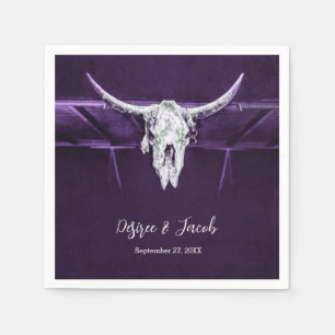 Serviette En Papier Taureau occidental Crâne pourpre foncé blanc rusti
