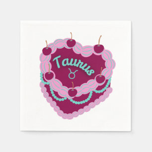 Serviette En Papier Taurus Zodiac Pastel Coeur Gâteau d'anniversaire