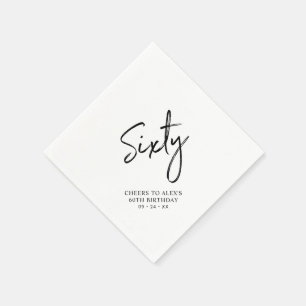 Serviette En Papier Tchin Soixante   Fête d'anniversaire moderne pour 