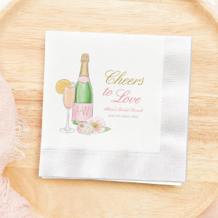 Serviette En Papier Tchin Tchin à l'Amour Champagne Floral Déjeuner de