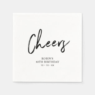Serviette En Papier Tchin Tchin Chic Écriture Pinceau Fête d'anniversa