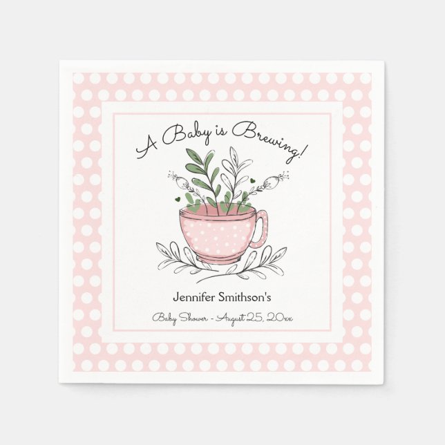Serviette En Papier Tea Cup Tea Party Baby shower (Devant)