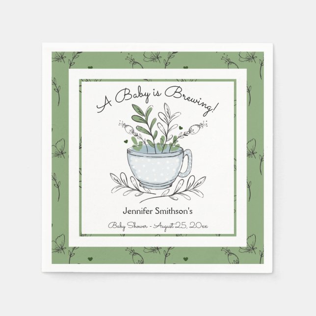 Serviette En Papier Tea Cup Tea Party Baby shower serviettes (Devant)