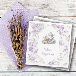 Serviette En Papier Tea Party Lavender Garden Baby shower Floral